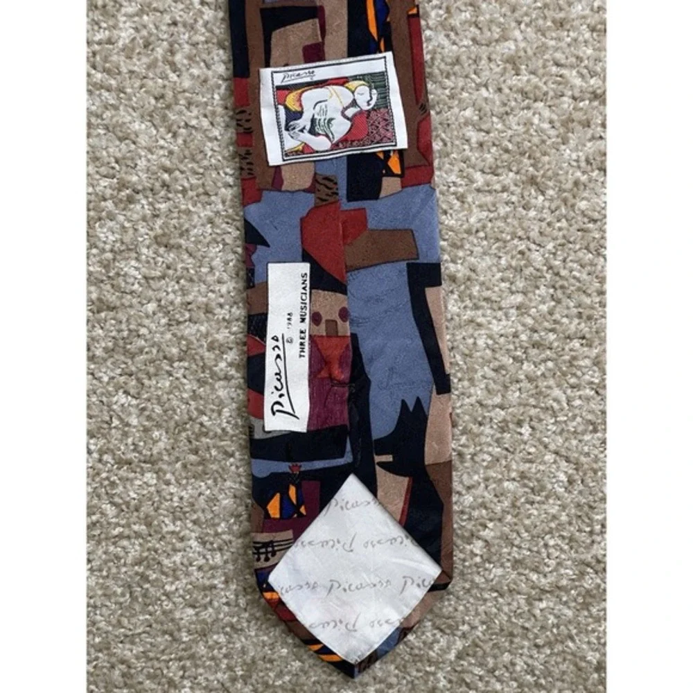 Vintage 1998 Picasso Art Print Three‎ Musisians Tie Abstract Cubist Figural